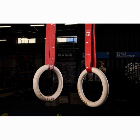 Купить Кольца гимнастические 32 мм красные стропы в Твери 