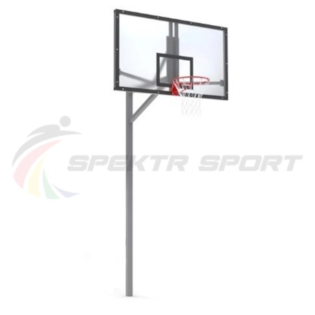Купить Стойка баскетбольная уличная упрощенная со щитом из оргстекла, кольцом и сеткой SP D 412 в Твери 